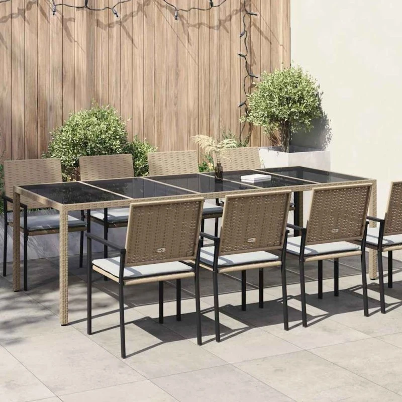 vidaXL Havemøbel Bord Beige 250x100x75 cm Poly rattan