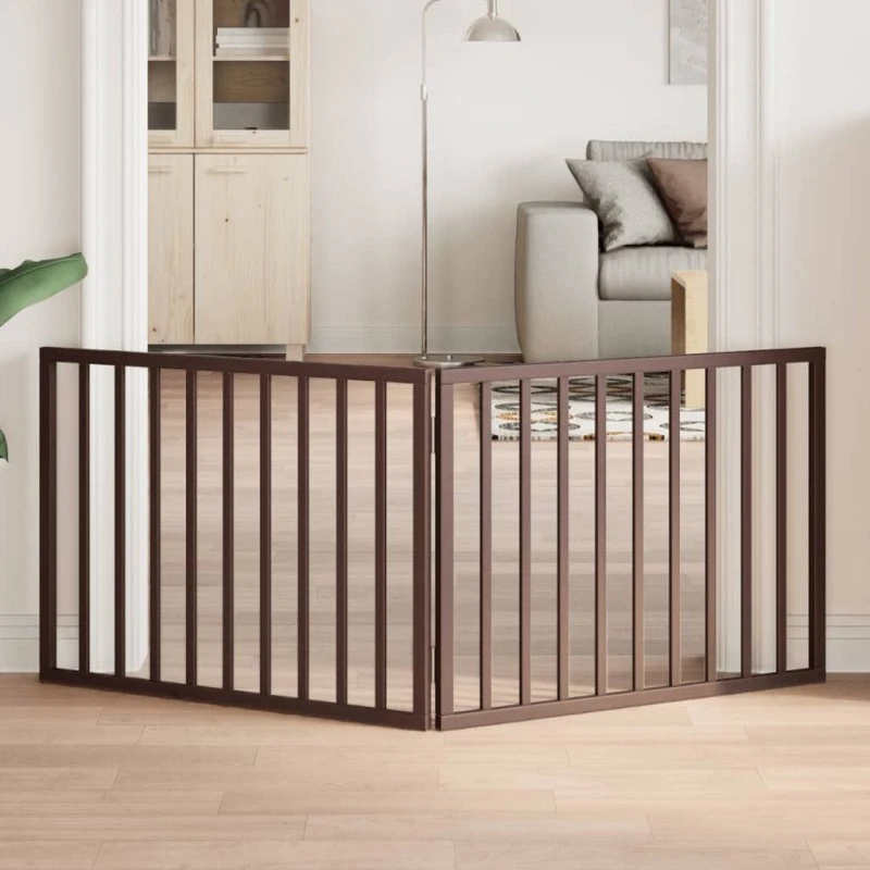 vidaXL Hundelåge 2 Paneler 160 cm Foldbar Poppeltræ Brun