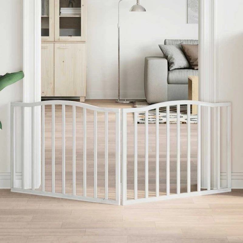 vidaXL Hundelåge 2 paneler 160 cm foldbar hvid