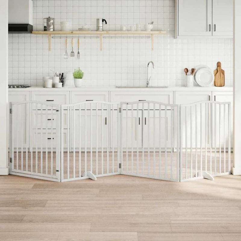 vidaXL Hundelåge 4 paneler 320 cm foldbar hvid