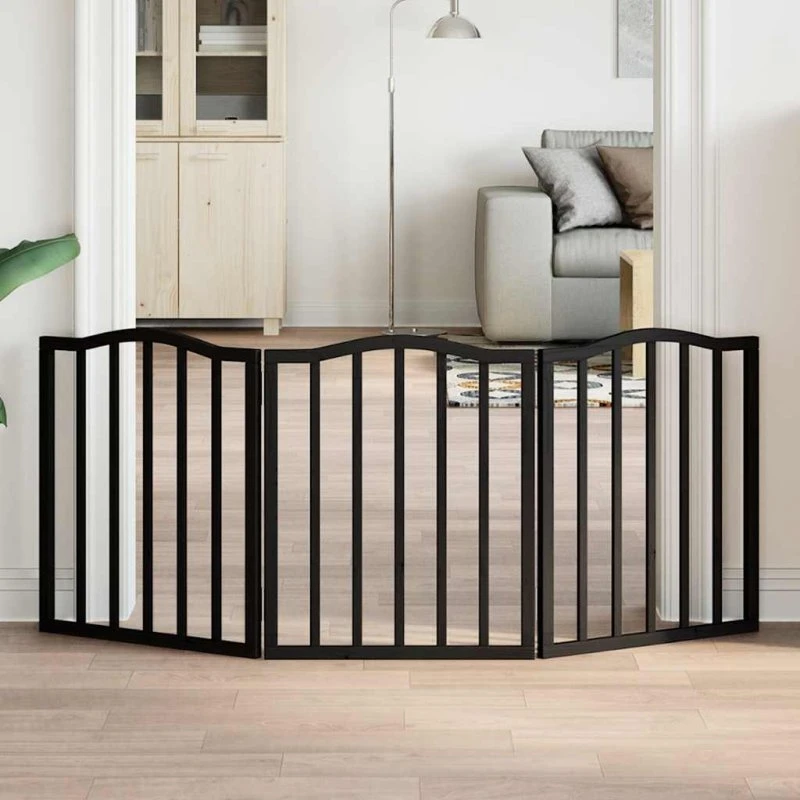 vidaXL 3-paneler foldbar hundelåge 150 cm sort