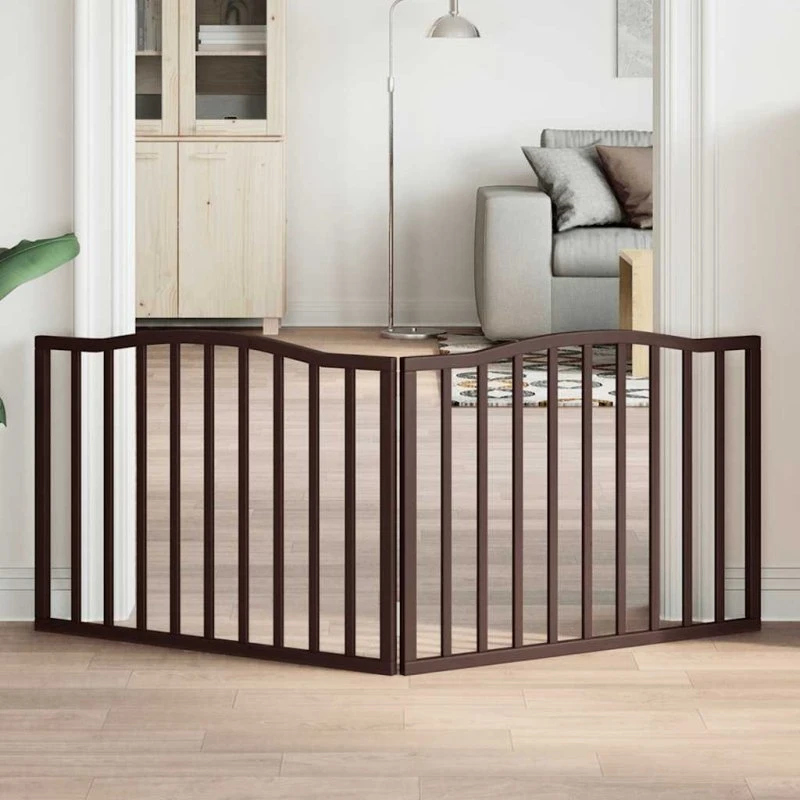vidaXL Hundelåge 2 paneler 160 cm foldbar brun poppeltræ