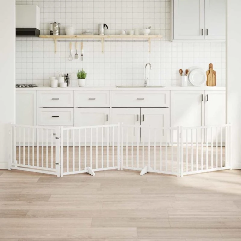 vidaXL Hundelåge 320 cm foldbar massivt gran hvid