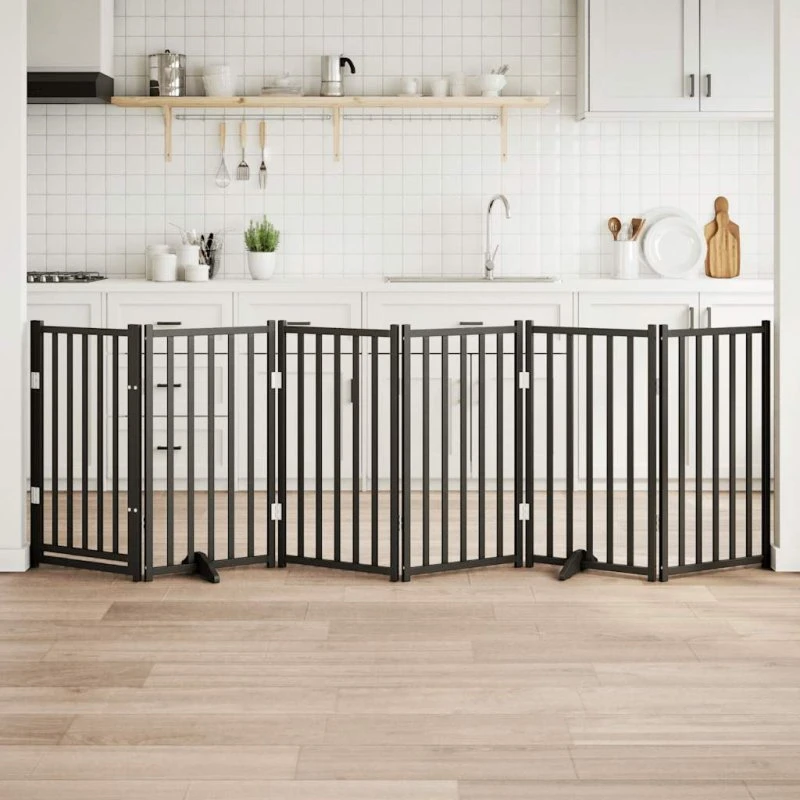 vidaXL Hundelåge 300 cm foldbar, massivt gran, sort