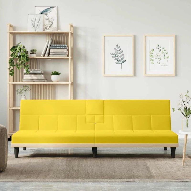 vidaXL Sovesofa med Kopholdere Lysegul