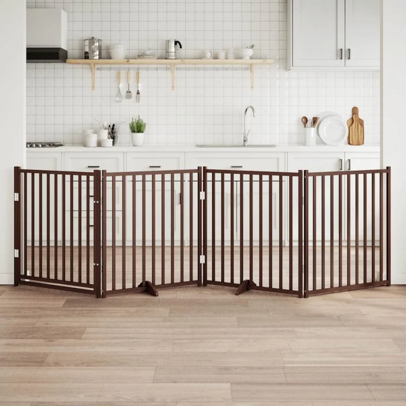 vidaXL Hundelåge 320 cm foldbar, massivt gran, brunt