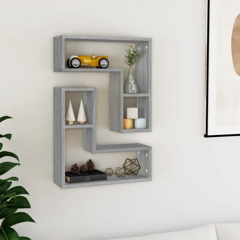 vidaXL Væghylder 2 stk. 50x15x50 cm Konstrueret Træ Grå Sonoma-Eg