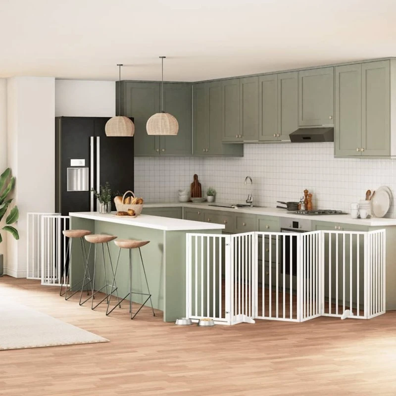 vidaXL Hundelåge 12 paneler 600 cm foldbar hvid