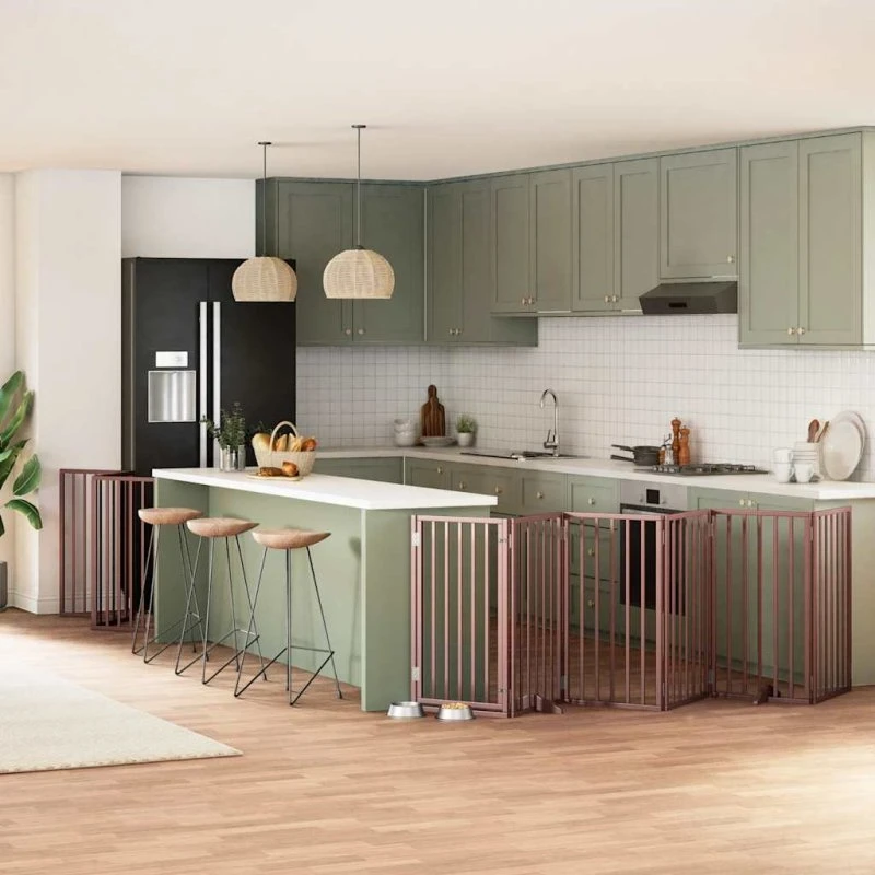 vidaXL Hundelåge 15 Paneler 750 cm Foldbar Poppeltræ Brun