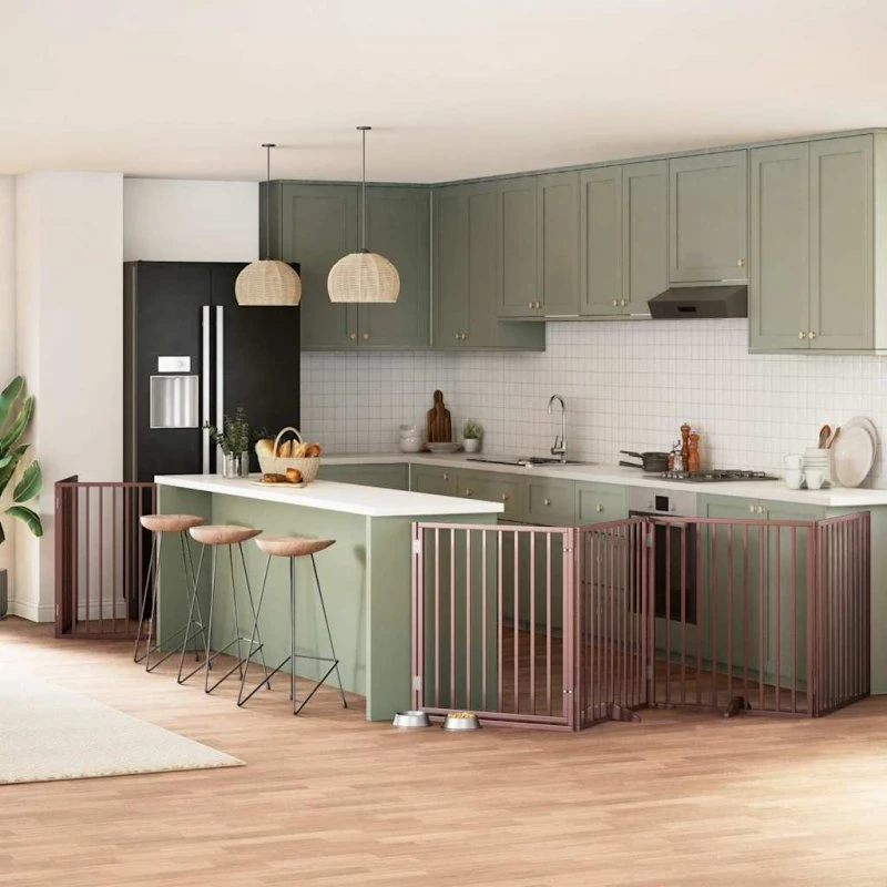 vidaXL Hundelåge 12 paneler 960 cm foldbar brun