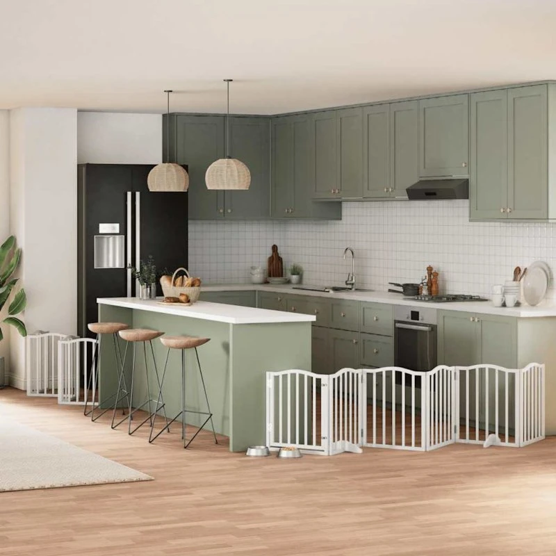 vidaXL Hundelåge 12 paneler 600 cm foldbar hvid