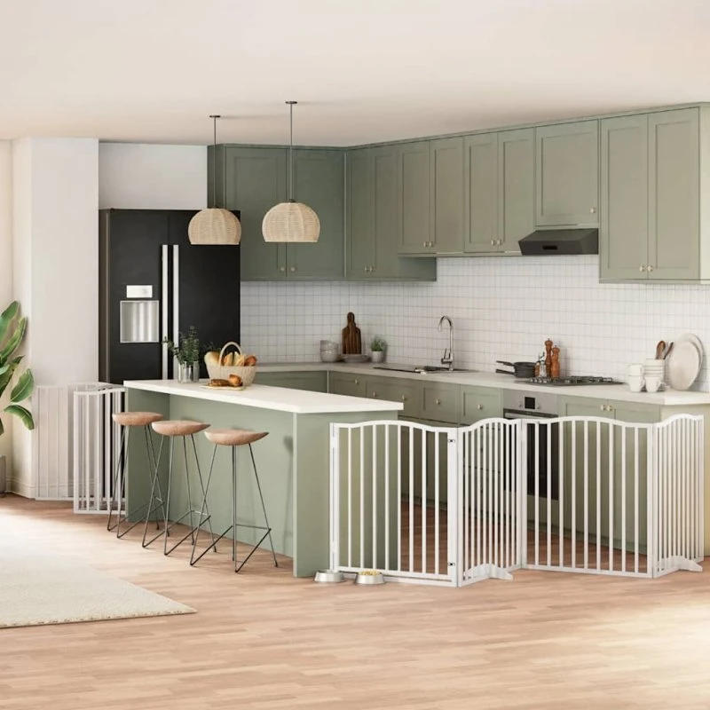 vidaXL Hundelåge 10 paneler 800 cm foldbar hvid