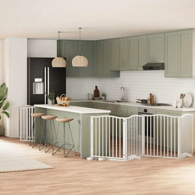 vidaXL Hundelåge 12 paneler 960 cm foldbar hvid