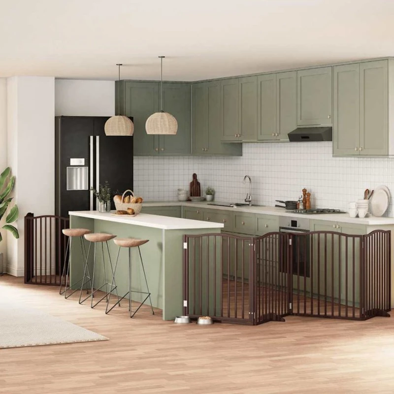 vidaXL Hundelåge 6 paneler 480 cm foldbar brun