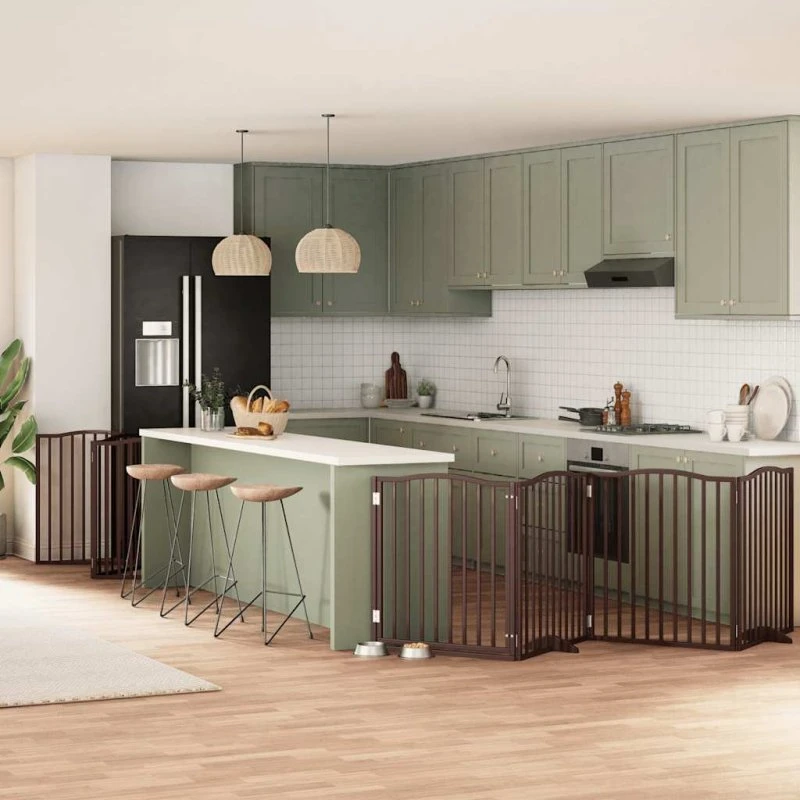 vidaXL Hundelåge 12 Paneler 960 cm Foldbar Poppeltræ Brun