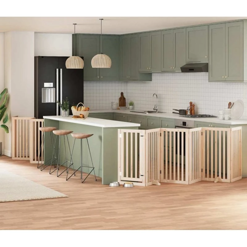 vidaXL Hundelåge 12 Paneler 750 cm Foldbar Poppeltræ