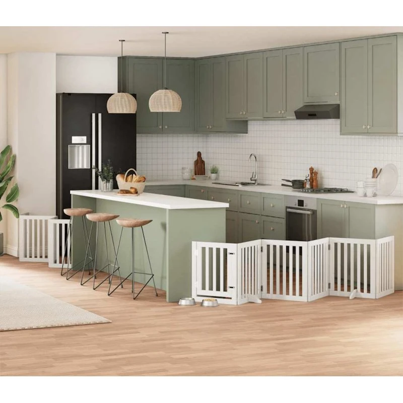 vidaXL Hundelåge 15 Paneler 750 cm Foldbar Poppeltræ Hvid