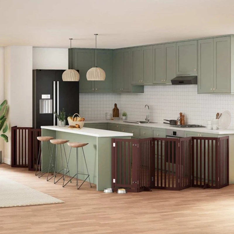 vidaXL Hundelåge 12 Paneler 600 cm Foldbar Brun