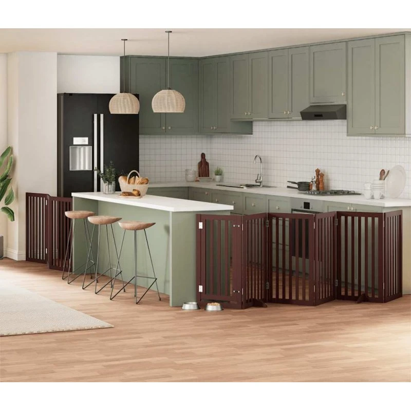vidaXL Hundelåge 9 paneler 450 cm foldbar brun