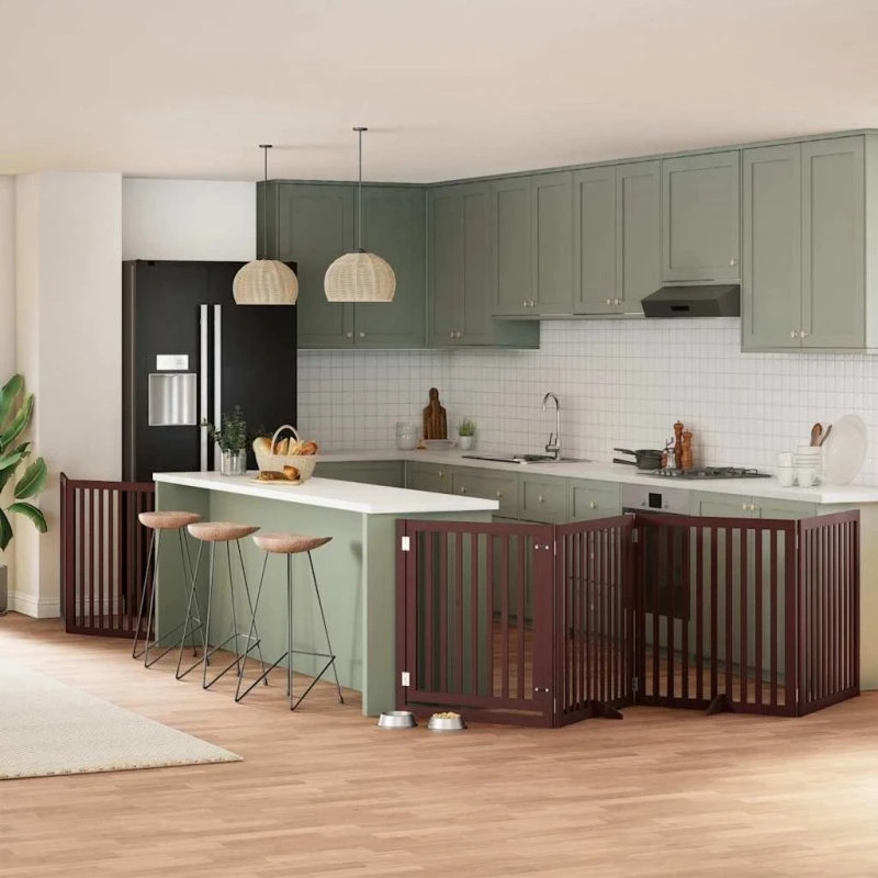 vidaXL Hundelåge 6 paneler 480 cm foldbar brun