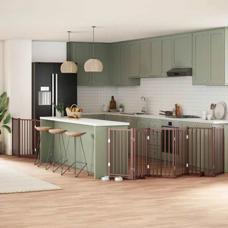 vidaXL Hundelåge 9 paneler 450 cm foldbar brun