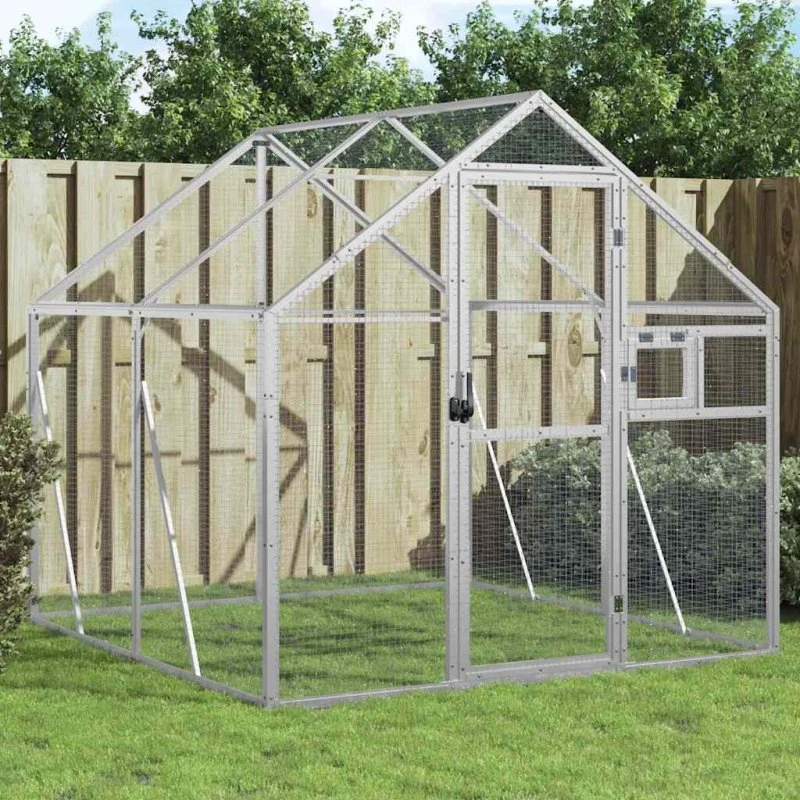 vidaXL Voliere 1,79x2x1,85 m Aluminium Sølvfarvet