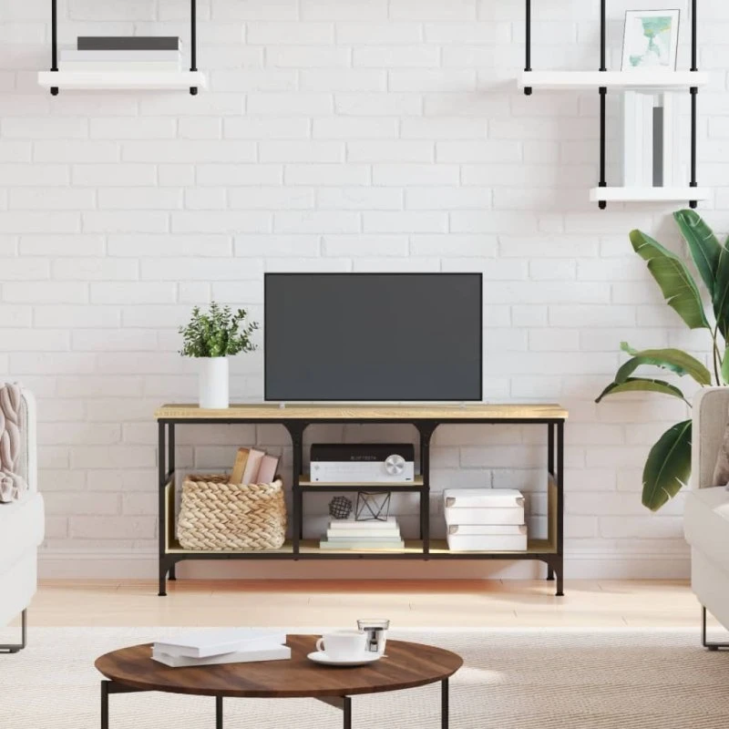 vidaXL tv-bord 100x35x45 cm konstrueret træ og jern Sonoma-eg