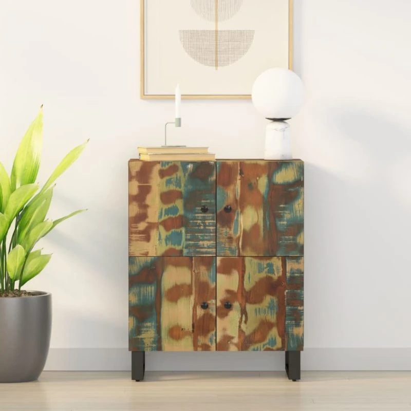 vidaXL Skænk med 4 låger 60x33x75 cm massivt genbrugstræ