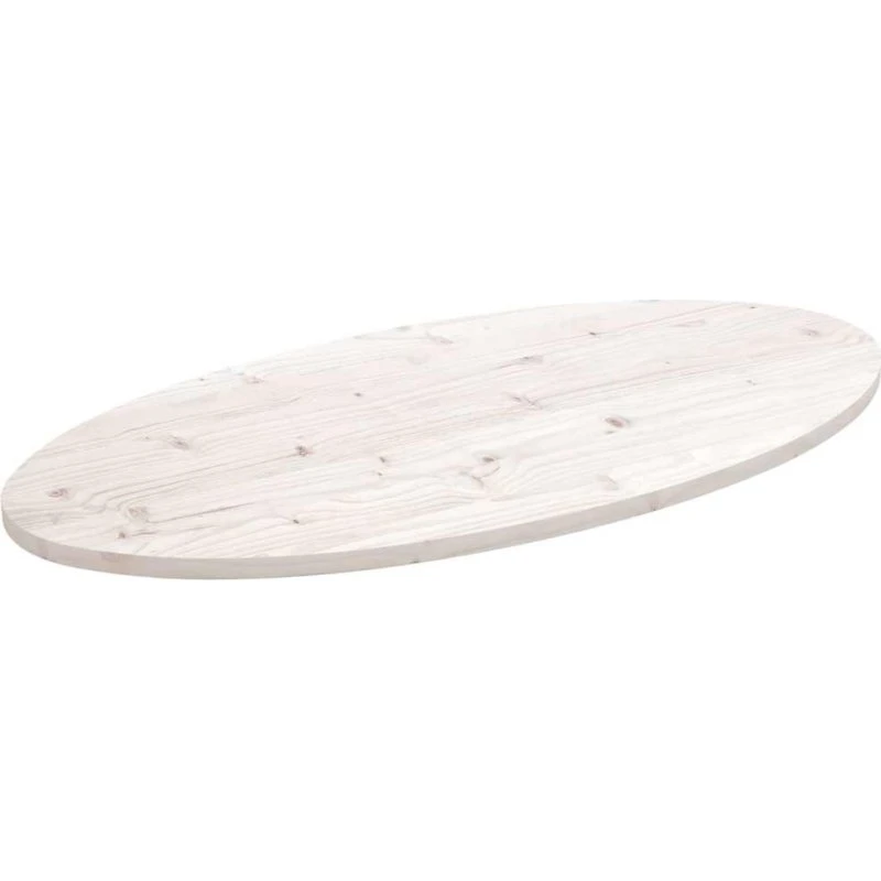 vidaXL oval bordplade 90x45x2,5 cm hvid massivt fyrretræ