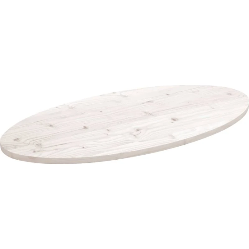 vidaXL oval bordplade 100x50x2,5 cm hvid massivt fyrretræ