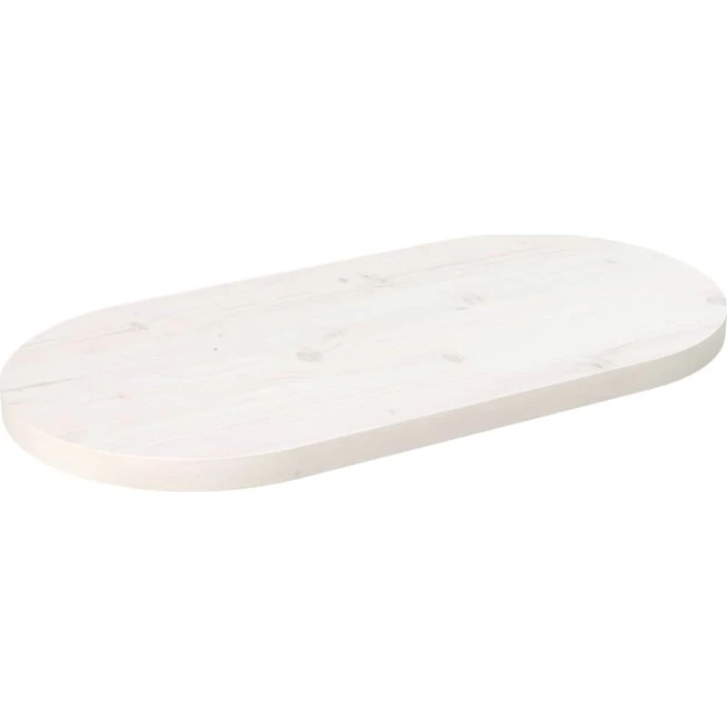 vidaXL oval bordplade 60x30x2,5 cm hvid massivt fyrretræ