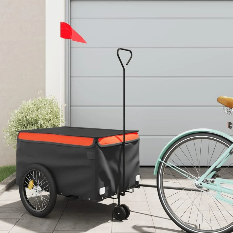 vidaXL Cykelanhænger 30 kg jern sort og orange