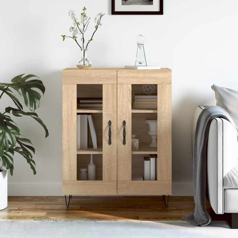 vidaXL Skænk 69,5x34x90 cm Konstrueret Træ Sonoma-Eg