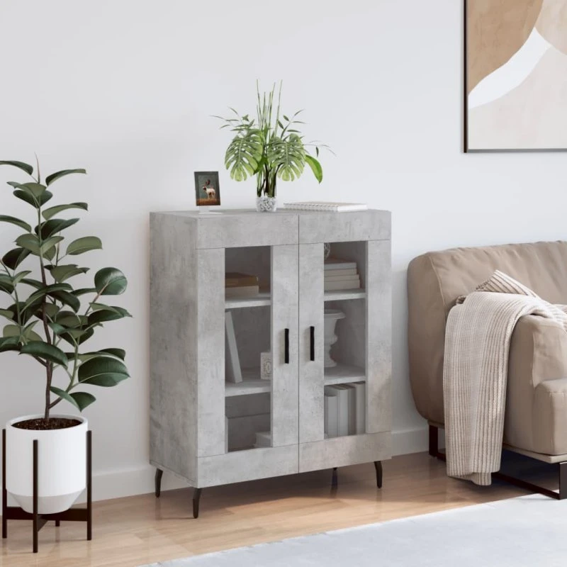vidaXL Skænk 69,5x34x90 cm Konstrueret Træ Betongrå