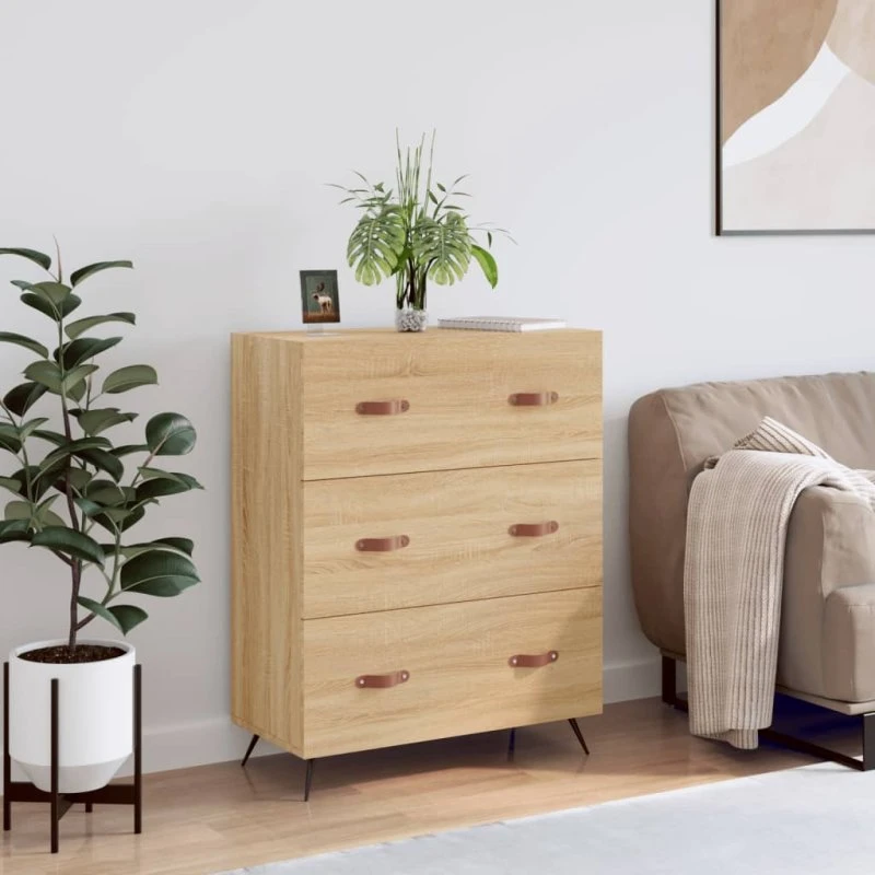 vidaXL Kommode 69,5x34x90 cm Konstrueret Træ Sonoma-Eg