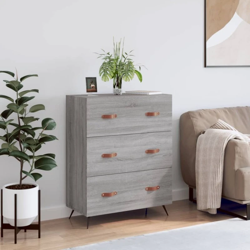 vidaXL Kommode 69,5x34x90 cm Konstrueret Træ Sonoma-Eg