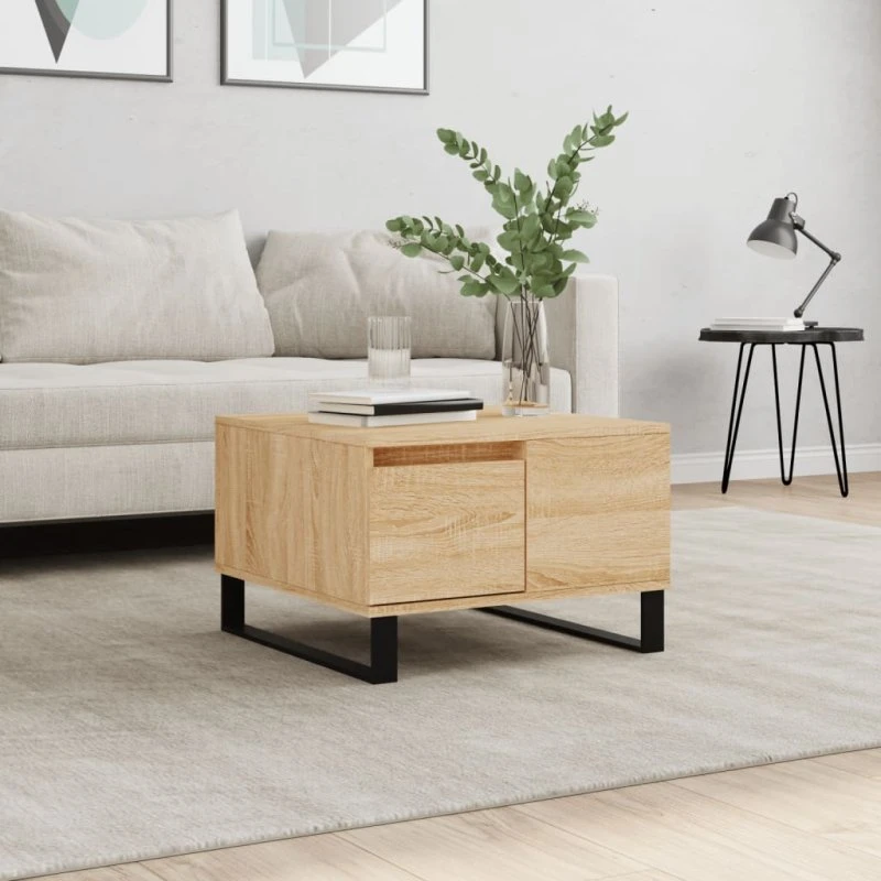 vidaXL sofabord 55x55x36,5 cm konstrueret træ sonoma-eg