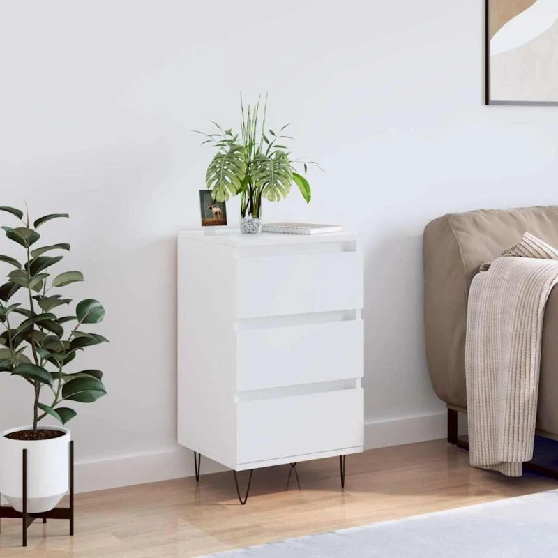 vidaXL Skænk 40x35x70 cm Konstrueret Træ Hvid