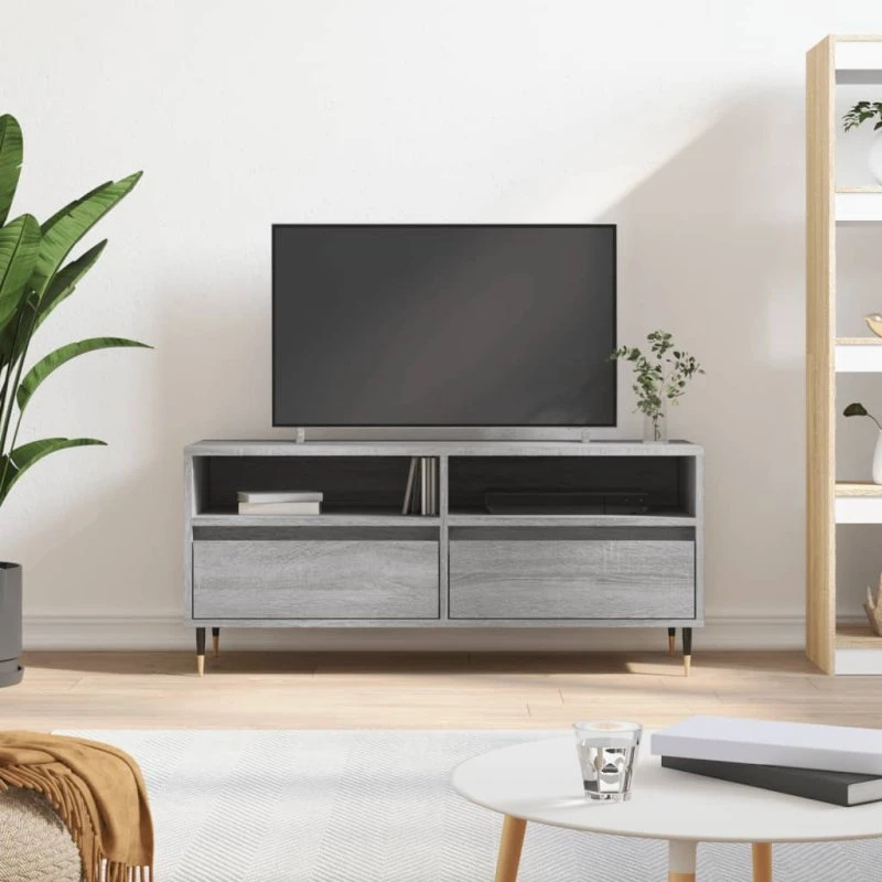 vidaXL tv-bord 100x34,5x44,5 cm grå sonoma-eg konstrueret træ