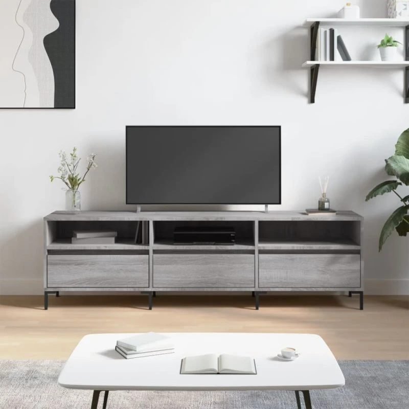 vidaXL tv-bord 150x30x44,5 cm grå sonoma-eg konstrueret træ