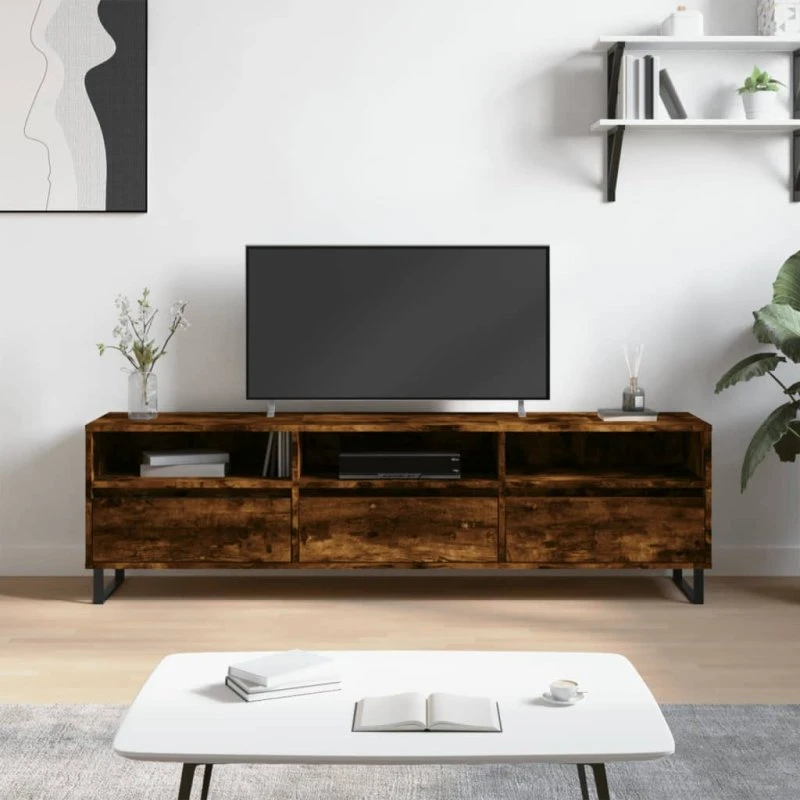 vidaXL tv-bord 150x30x44,5 cm røget egetræsfarve
