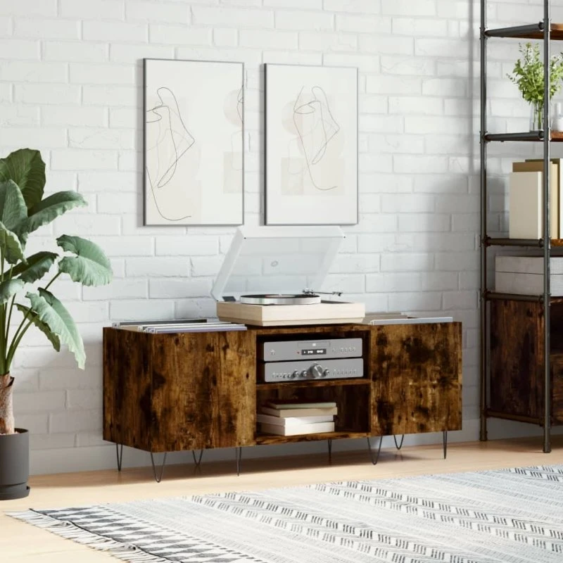 vidaXL Vinylskab 121x38x48 cm røget egetræsfarve