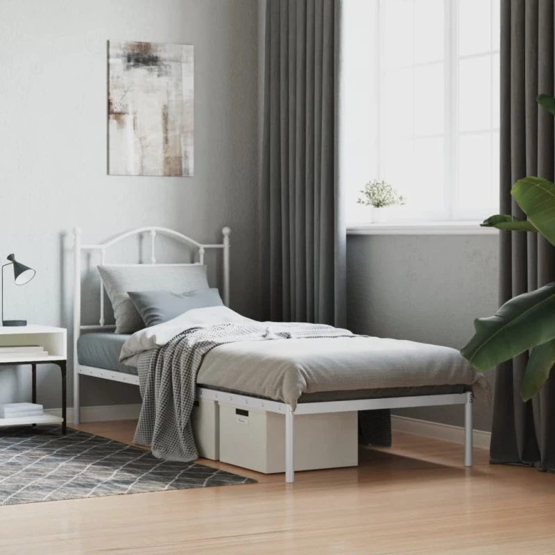 vidaXL Sengeramme 80x200 cm metal hvid med sengegavl