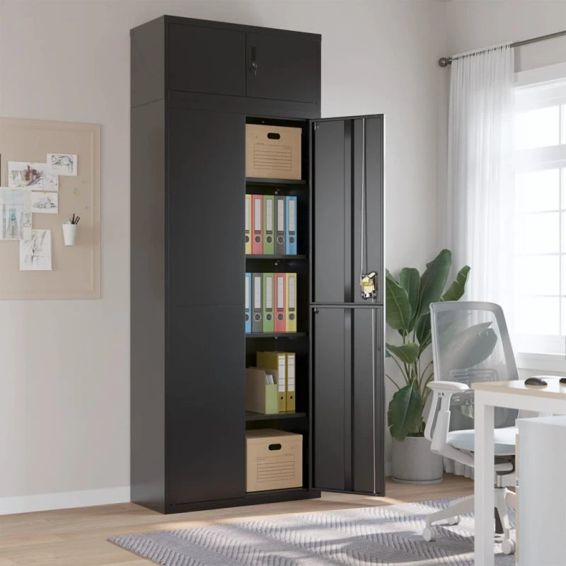vidaXL arkivskab 90x40x240 cm stål sort