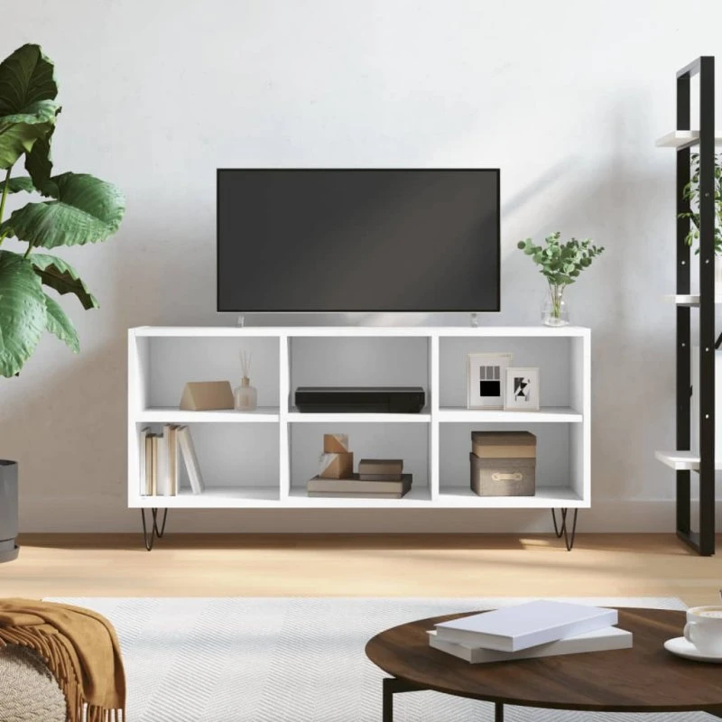 vidaXL tv-bord 103,5x30x50 cm hvid konstrueret træ