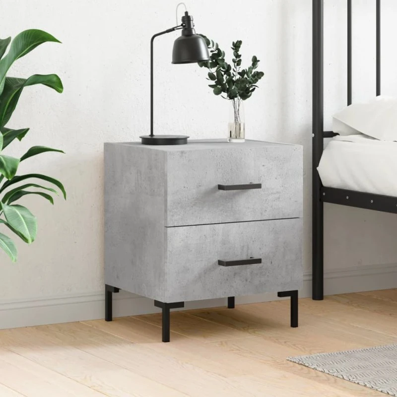 vidaXL Sengebord 40x35x47,5 cm konstrueret træ betongrå