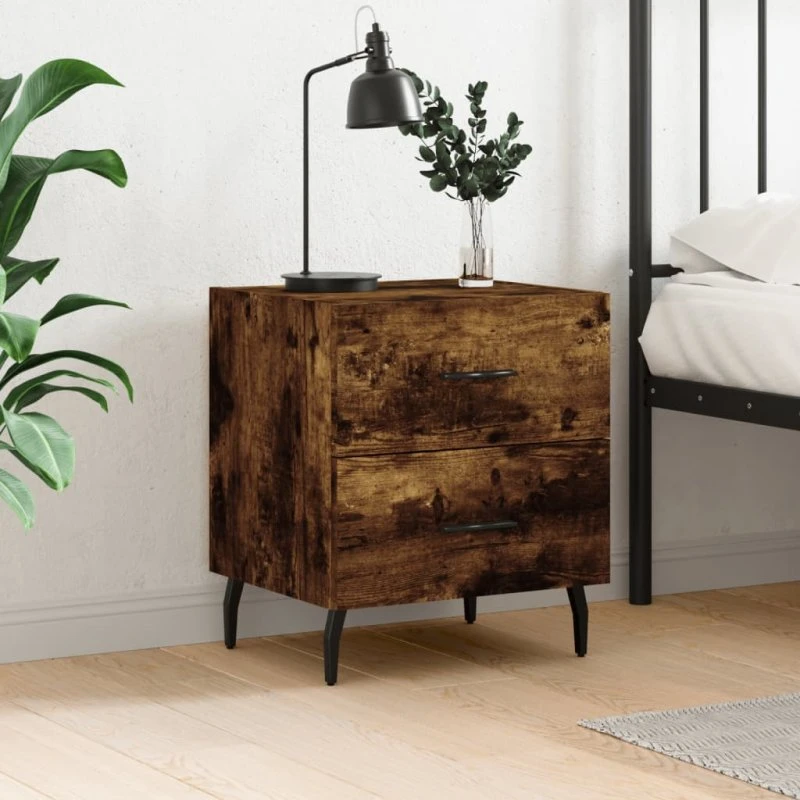 vidaXL Sengebord 40x35x47,5 cm røget egetræ