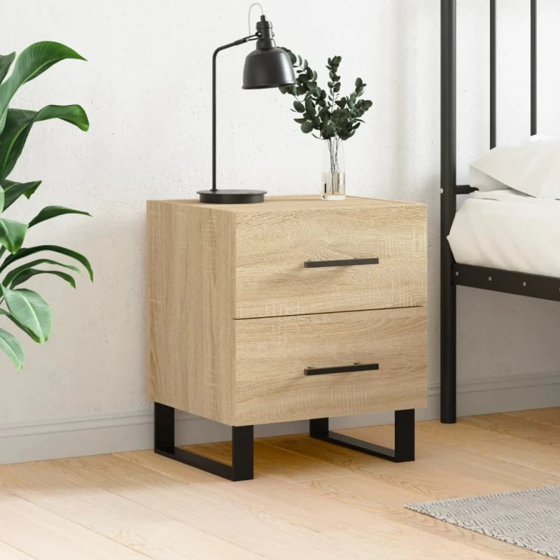 vidaXL Sengebord 40x35x47,5 cm konstrueret træ Sonoma-eg