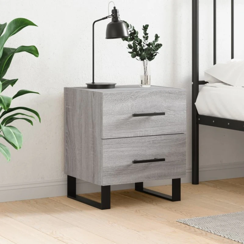 vidaXL Sengebord 40x35x47,5 cm konstrueret træ grå sonoma-eg
