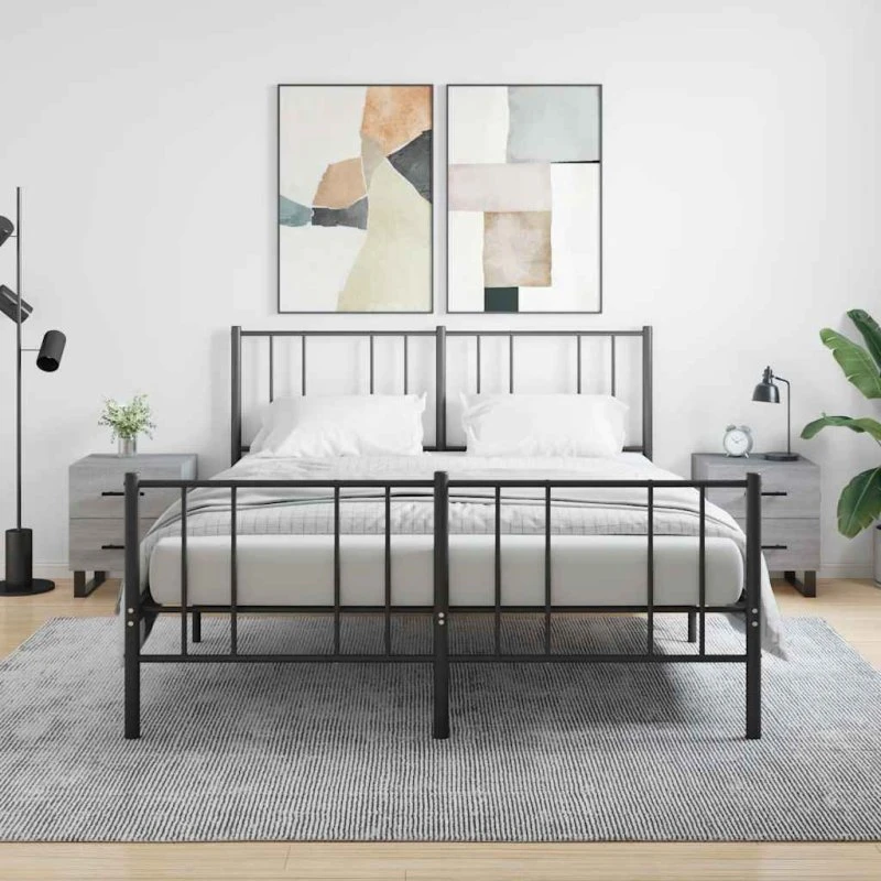 vidaXL Sengebord 2 stk. 40x35x47,5 cm konstrueret træ grå sonoma-eg